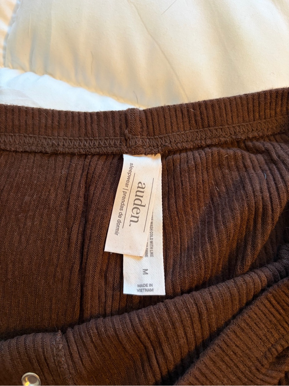 Auden Ribbed Henley Long Sleeve Top & Shorts Pajama Set - Brown - Picture 3 of 5